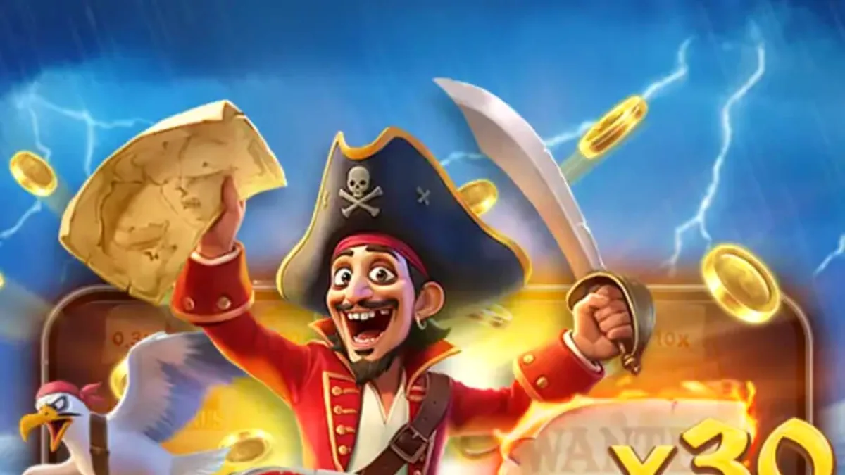 Pirate Fortune Tap game interface featuring a cannon and treasure chest